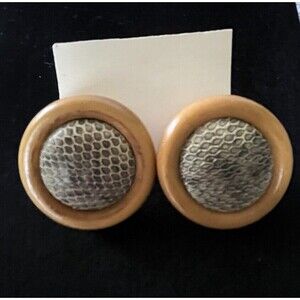 Faux Snake Skin Round Wooden Fashion Earrings 1.5" Round Fashion Jewelry